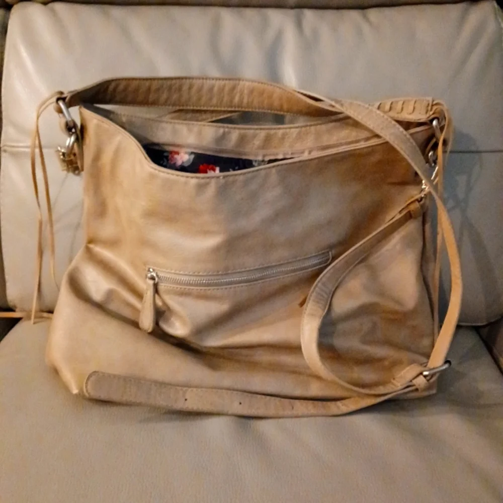 URBAN EXPRESSIONS hobo bag khaki tan vegan leather pleather